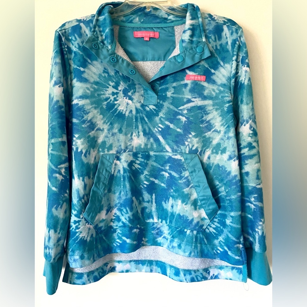 Simply Southern Pullover Sweatshirt in Teal/Blue/White Tie-Dye M
